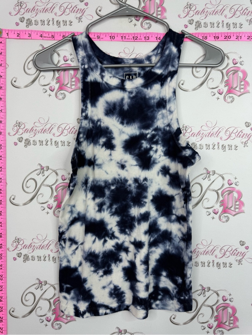 GAP rib tank navy Black & White Ribbed Tie-Dye Tank